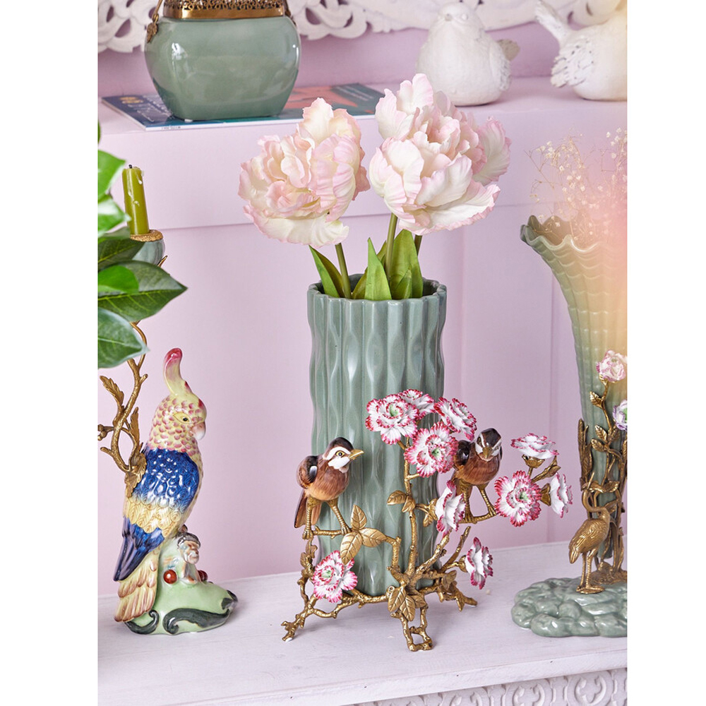 Ваза с птицами и цветами из фарфора с бронзовыми элементами Garden of Eden