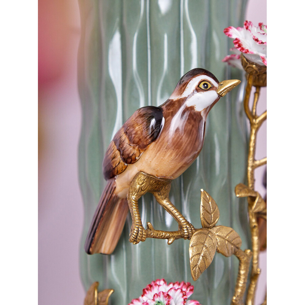 Ваза с птицами и цветами из фарфора с бронзовыми элементами Garden of Eden