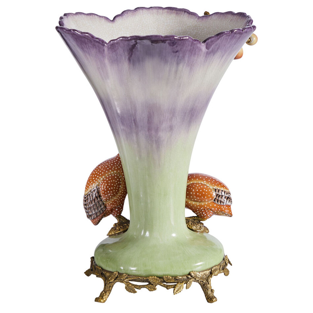 Ваза с цесарками из фарфора с бронзовыми элементами Garden of Eden