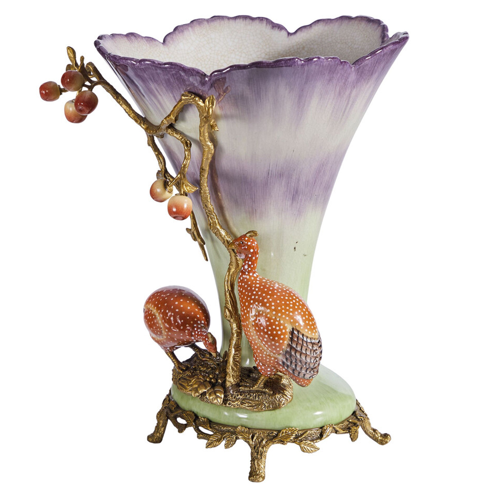 Ваза с цесарками из фарфора с бронзовыми элементами Garden of Eden