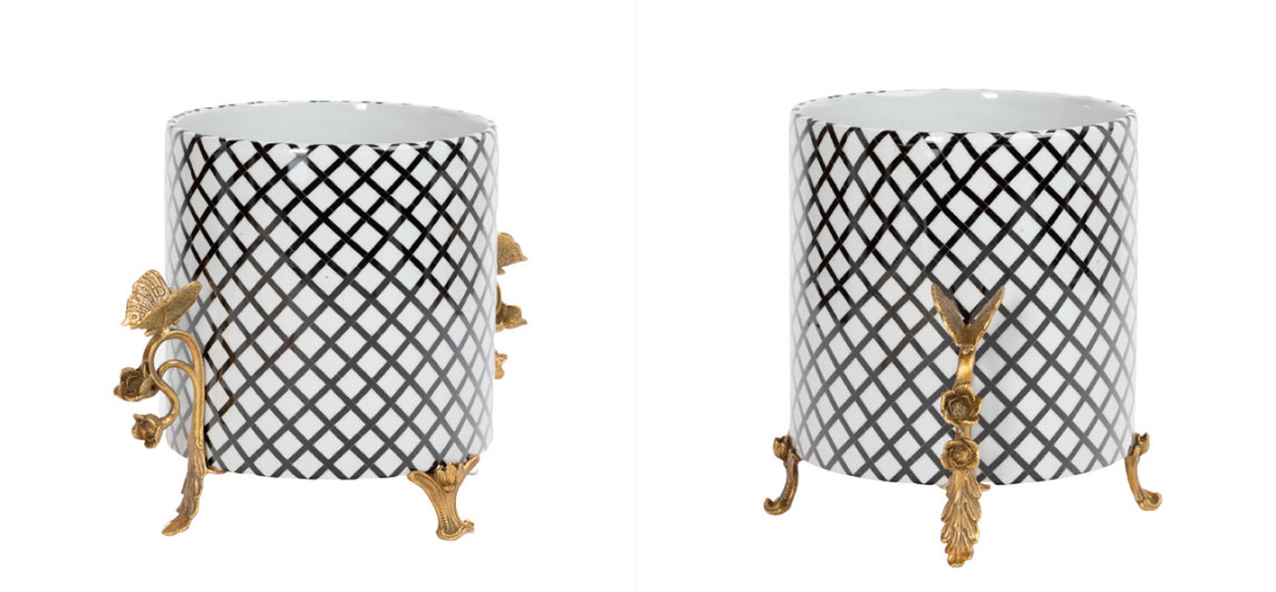 Ваза с черно-белым узором в виде ромбов Jasper