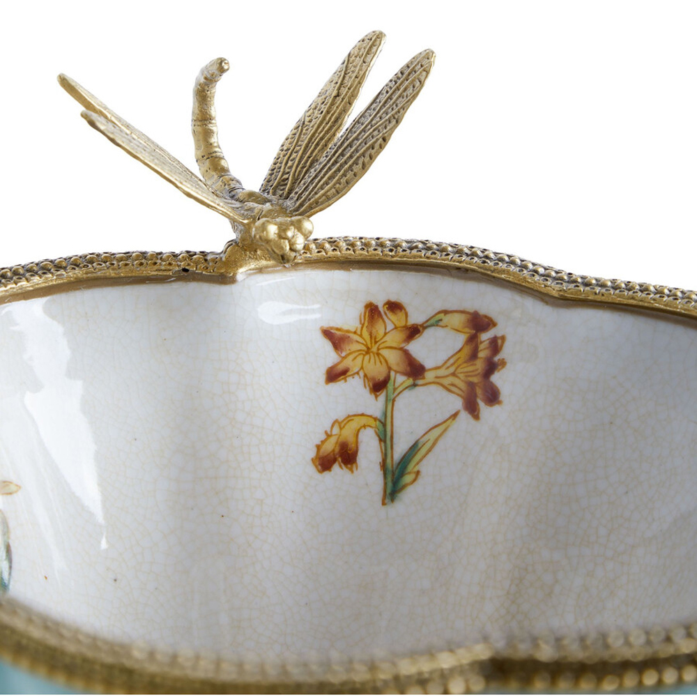 Ваза со стрекозой из фарфора с бронзовыми элементами Paradise Dragonfly