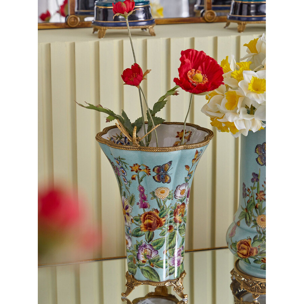 Ваза со стрекозой из фарфора с бронзовыми элементами Paradise Dragonfly