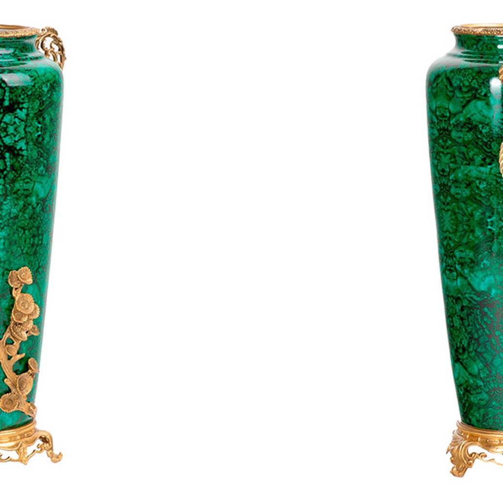 Ваза фарфоровая высокая малахит Malachite