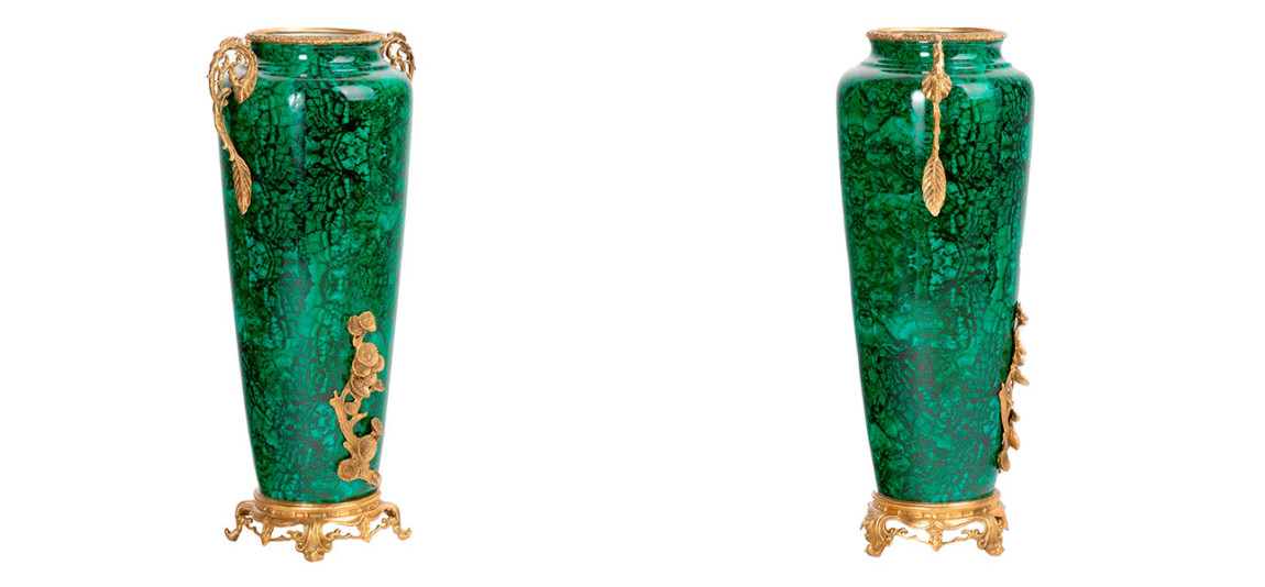 Ваза фарфоровая высокая малахит Malachite
