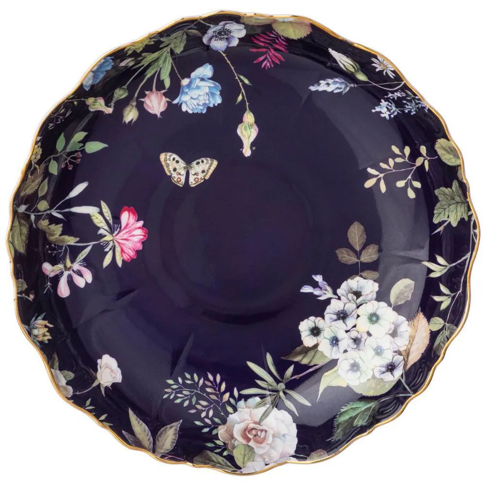 Ваза фарфоровая круглая на ножке с рисунком цветов Garden Whisper Porcelain Set