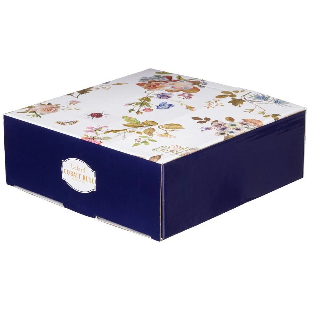 Ваза фарфоровая круглая на ножке с рисунком цветов Garden Whisper Porcelain Set