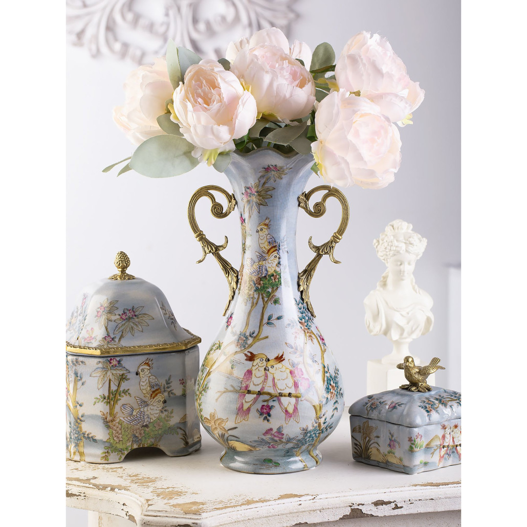 Ваза фарфоровая с попугаями Gaya