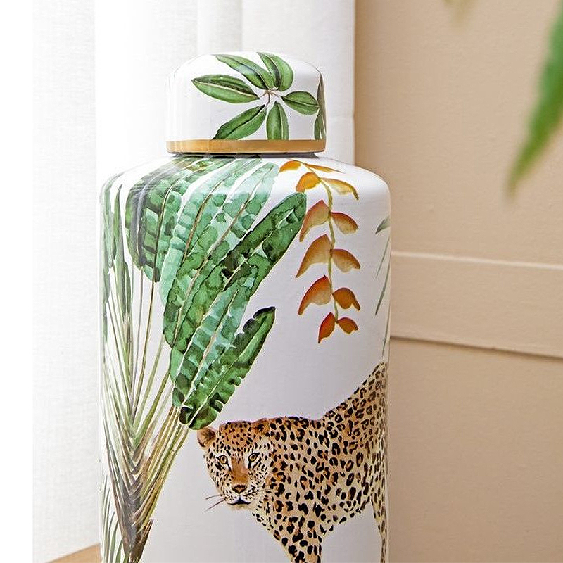 Ваза фарфоровая с ручной росписью Leopard Collection