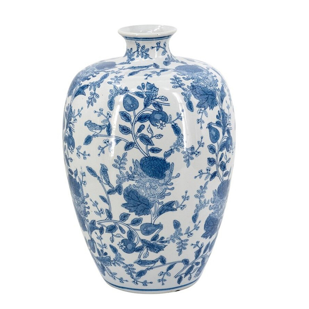 Ваза фарфоровая с узким горлышком и синими цветочными мотивами Independence