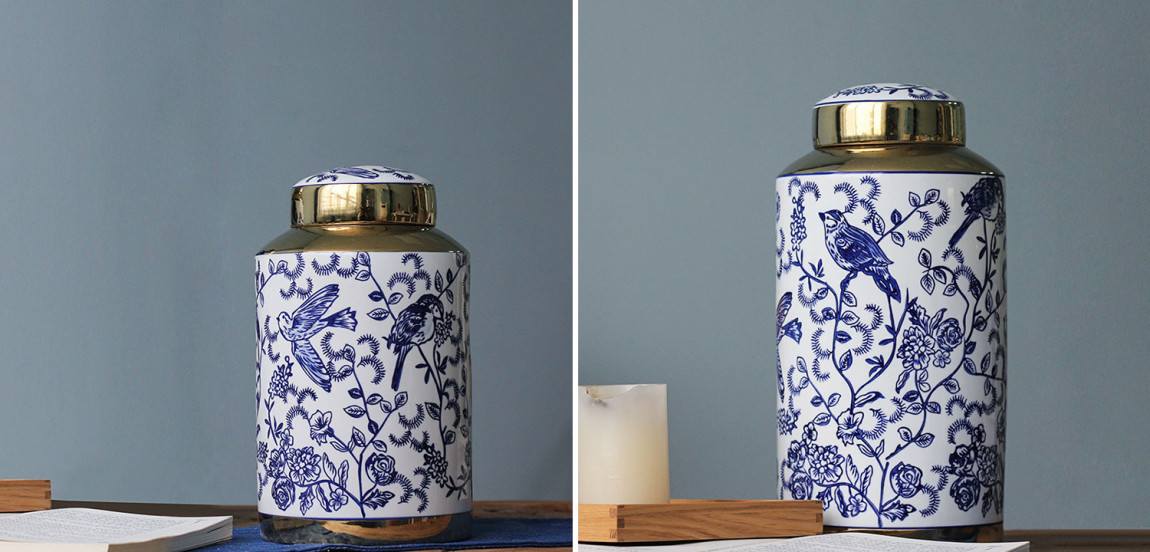 Вазы Ceramic Oriental Blue Ornament Birds Vases