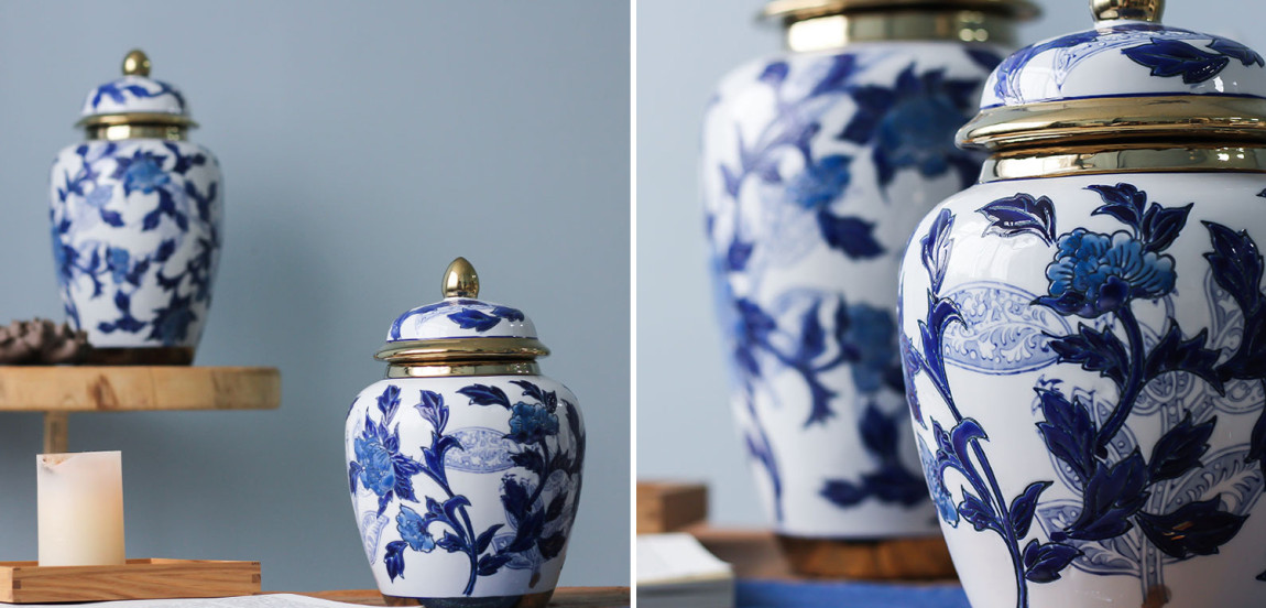Вазы Porcelain Oriental Blue Ornament Vases
