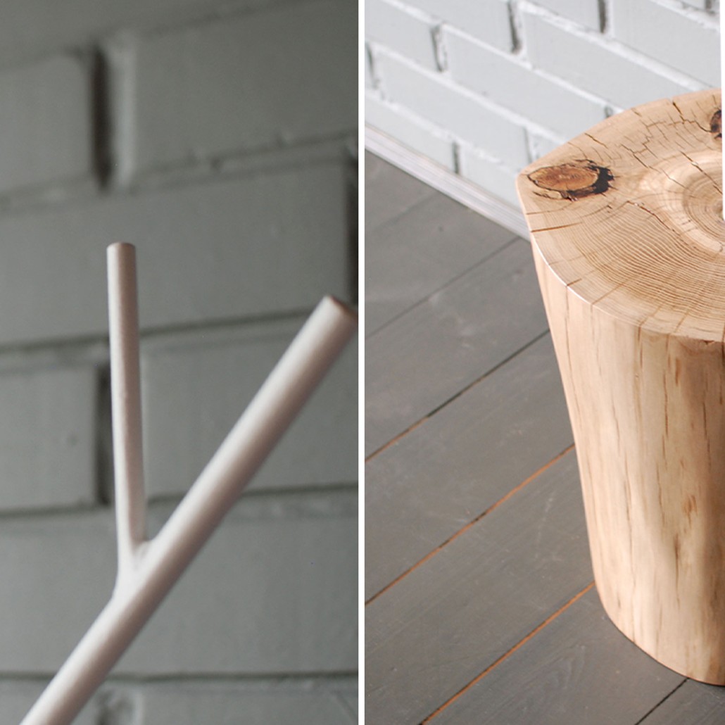Вешалка Metal Branches and Stump Floor Hanger White