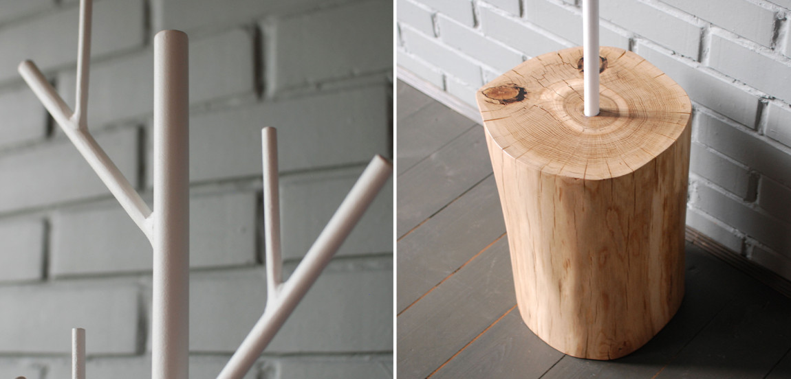 Вешалка Metal Branches and Stump Floor Hanger White