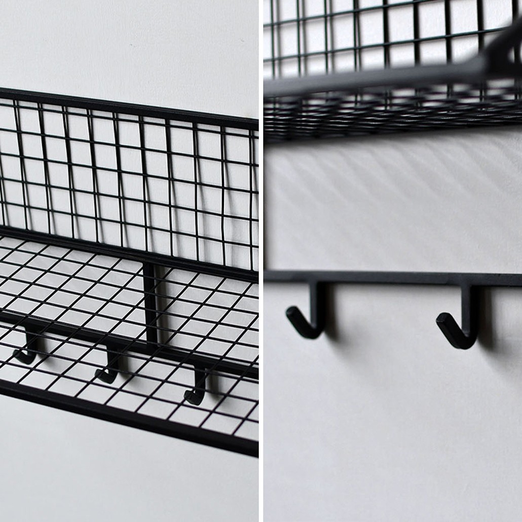 Вешалка с полкой Rhian Industrial Metal Rust Shelf Black