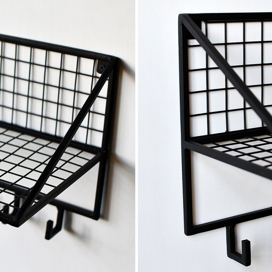 Вешалка с полкой Rhian Industrial Metal Rust Shelf Black S