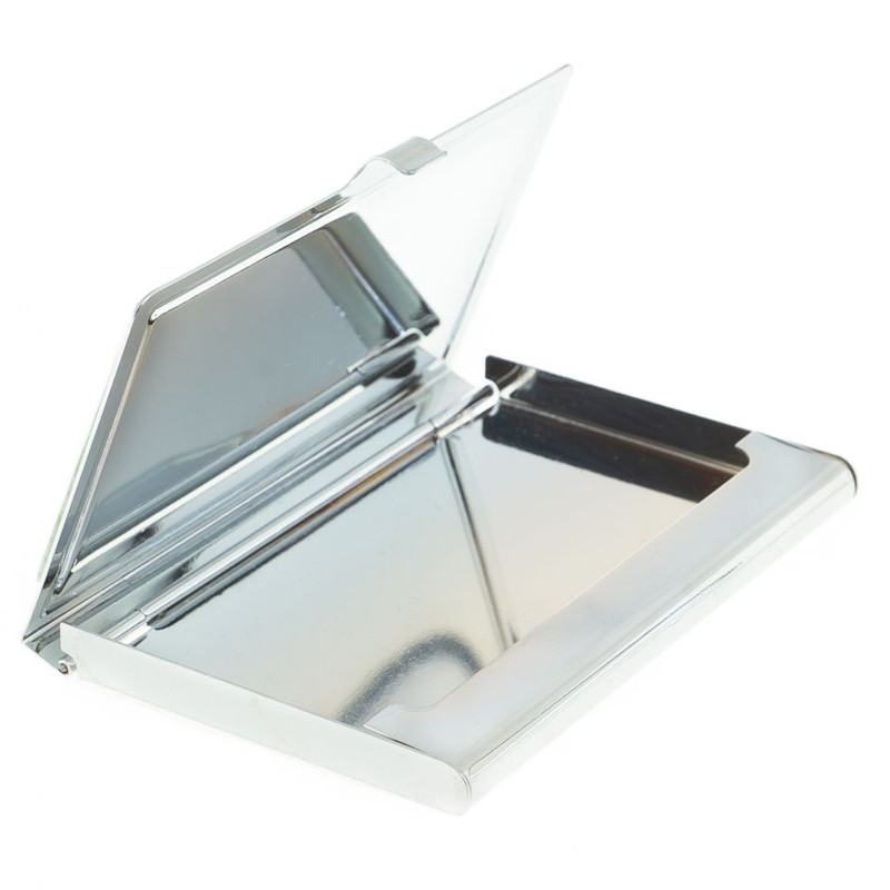 Визитница карманная металлическая с накладкой из натурального камня Серафинит Stone Business Card Holders