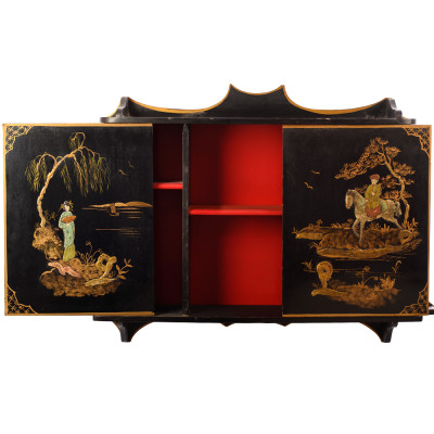 Винтажная полка в Китайском стиле c ручной росписью Chinese Shelf Black