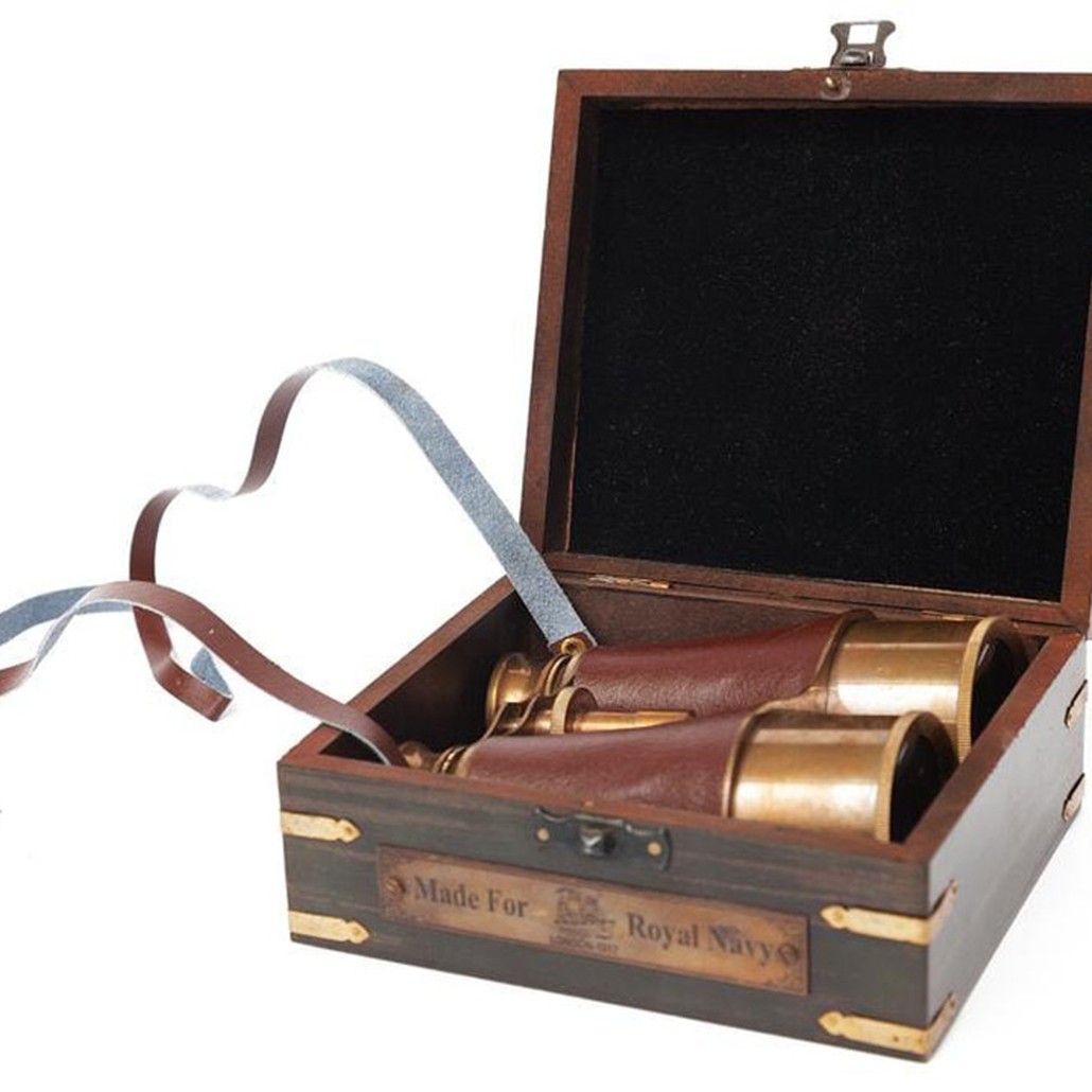 Винтажный бинокль в подарочной коробке Victorian Era Brass Binoculars