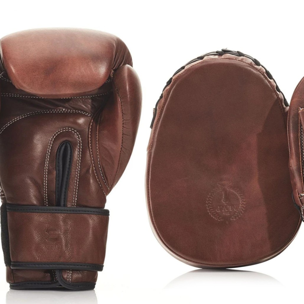 Винтажный набор перчаток для бокса и фитнеса LEATHER BOXING GLOVE СЕТ из 2-х