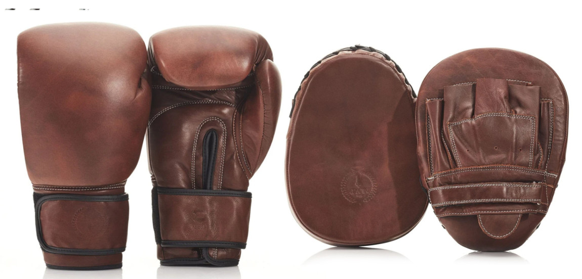 Винтажный набор перчаток для бокса и фитнеса LEATHER BOXING GLOVE СЕТ из 2-х