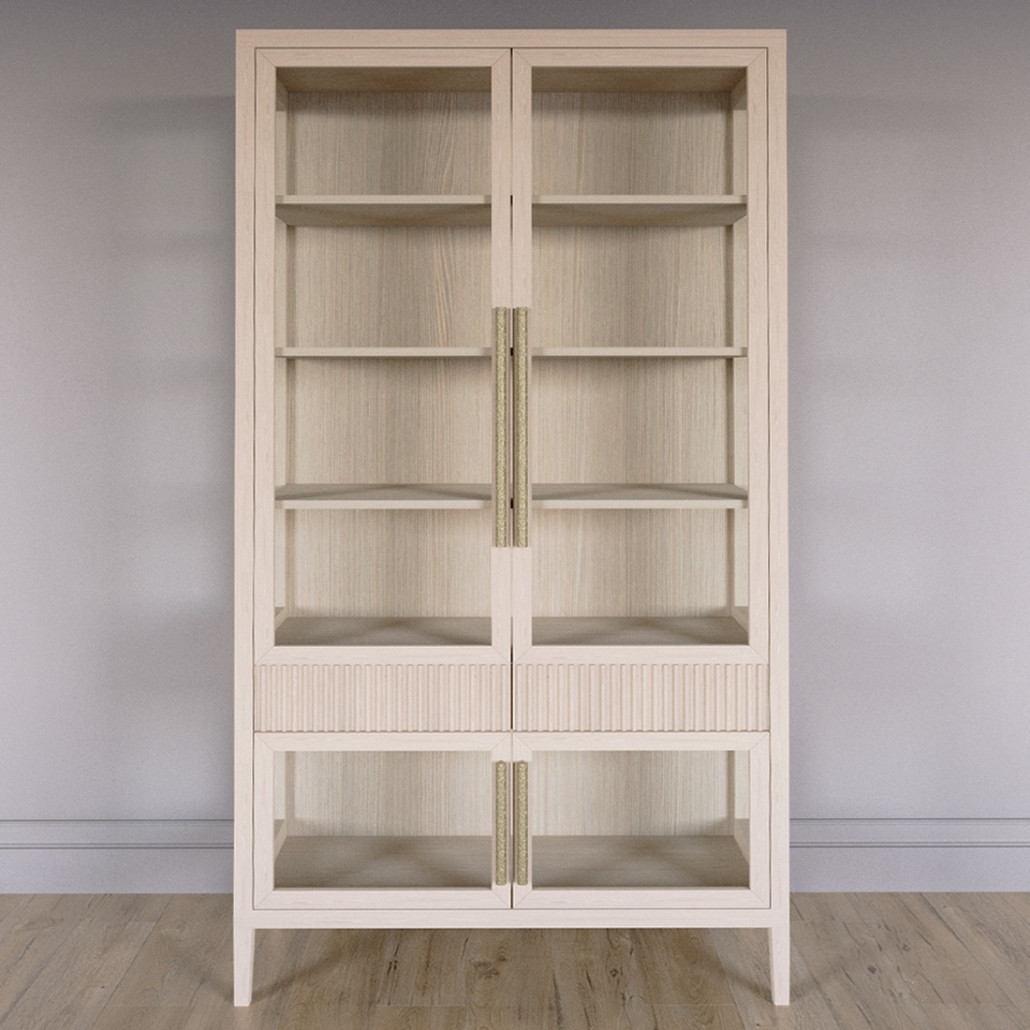 Витрина Primo со стеклянными фасадами и 2 ящиками Светлый дуб