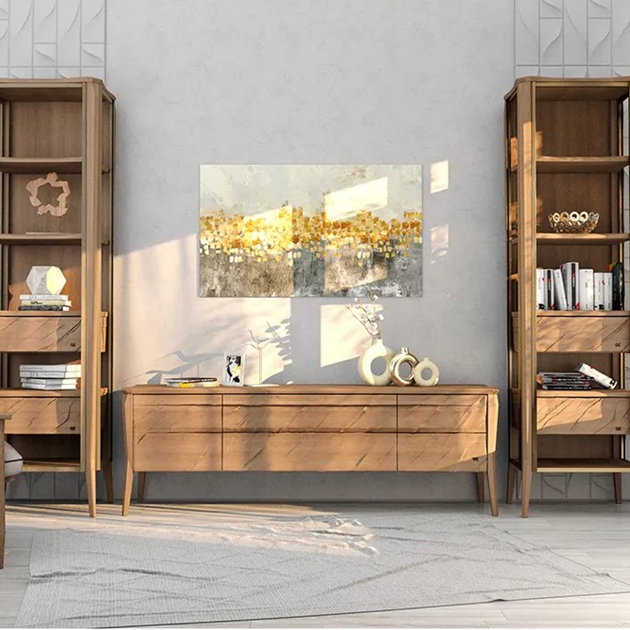 Витрина левая из массива дуба с 5-ю полками и 2-мя ящиками Tasteful Furniture