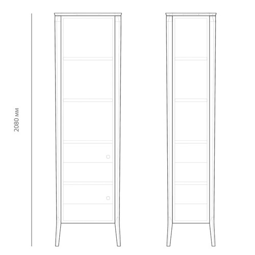 Витрина левая из массива дуба с 5-ю полками и 2-мя ящиками Tasteful Furniture