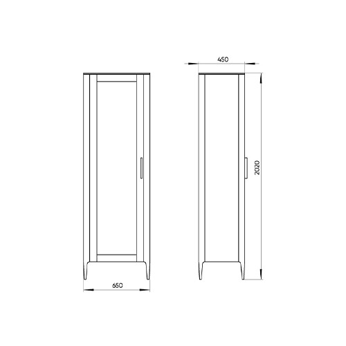 Витрина молочного цвета со стеклянной дверью с 4-мя полками и 2-мя ящиками Type