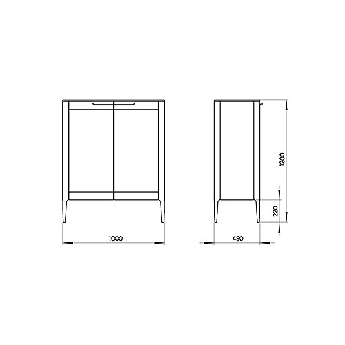 Витрина с 2-мя стеклянными дверцами и 3-мя полками из массива дуба Type oak