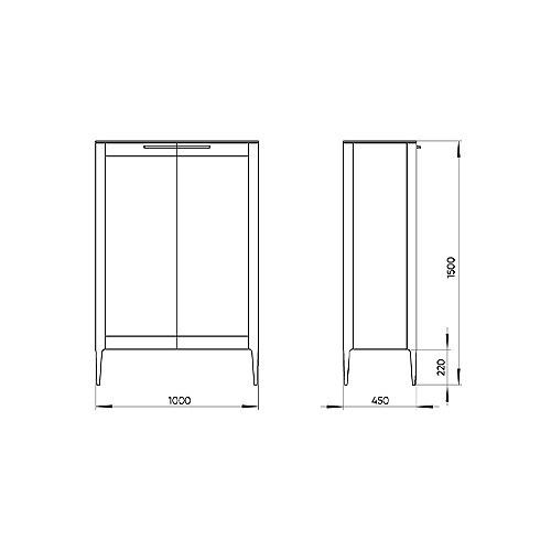 Витрина с 2-мя стеклянными дверцами и 3-мя полками из массива дуба Type oak