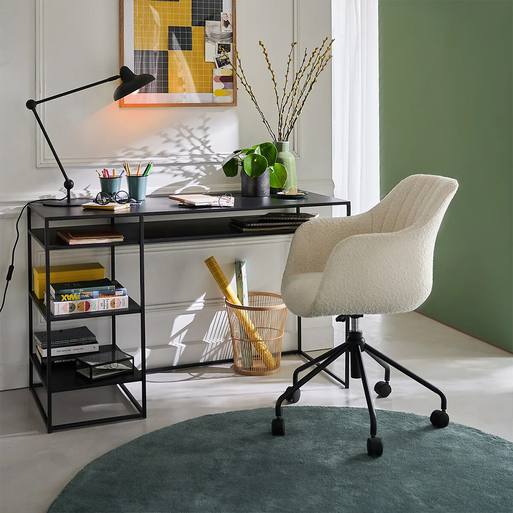Вращающееся кресло с обивкой букле Boucle Office Chair