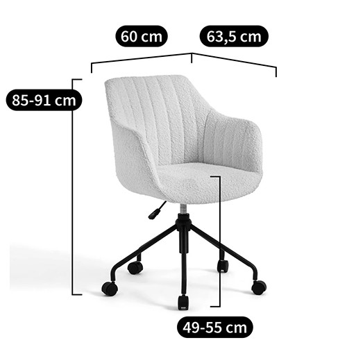 Вращающееся кресло с обивкой букле Boucle Office Chair