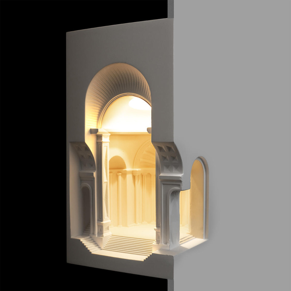 Встраиваемый в стену гипсовый светильник под покраску с арками и рельефными колоннами Antiquity Athena