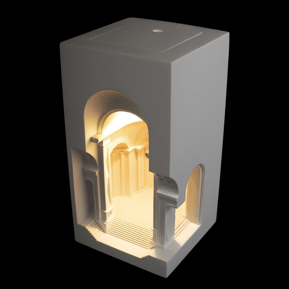 Встраиваемый в стену гипсовый светильник под покраску с арками и рельефными колоннами Antiquity Athena