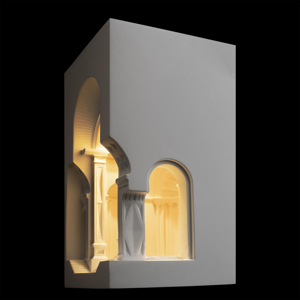 Встраиваемый в стену гипсовый светильник под покраску с арками и рельефными колоннами Antiquity Athena