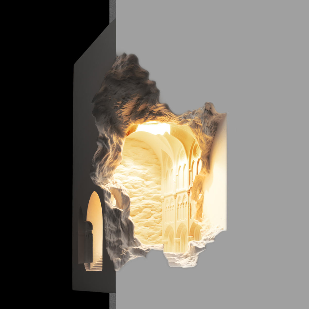 Встраиваемый в стену гипсовый светильник под покраску с эффектом разрушенной стены Antiquity Athena