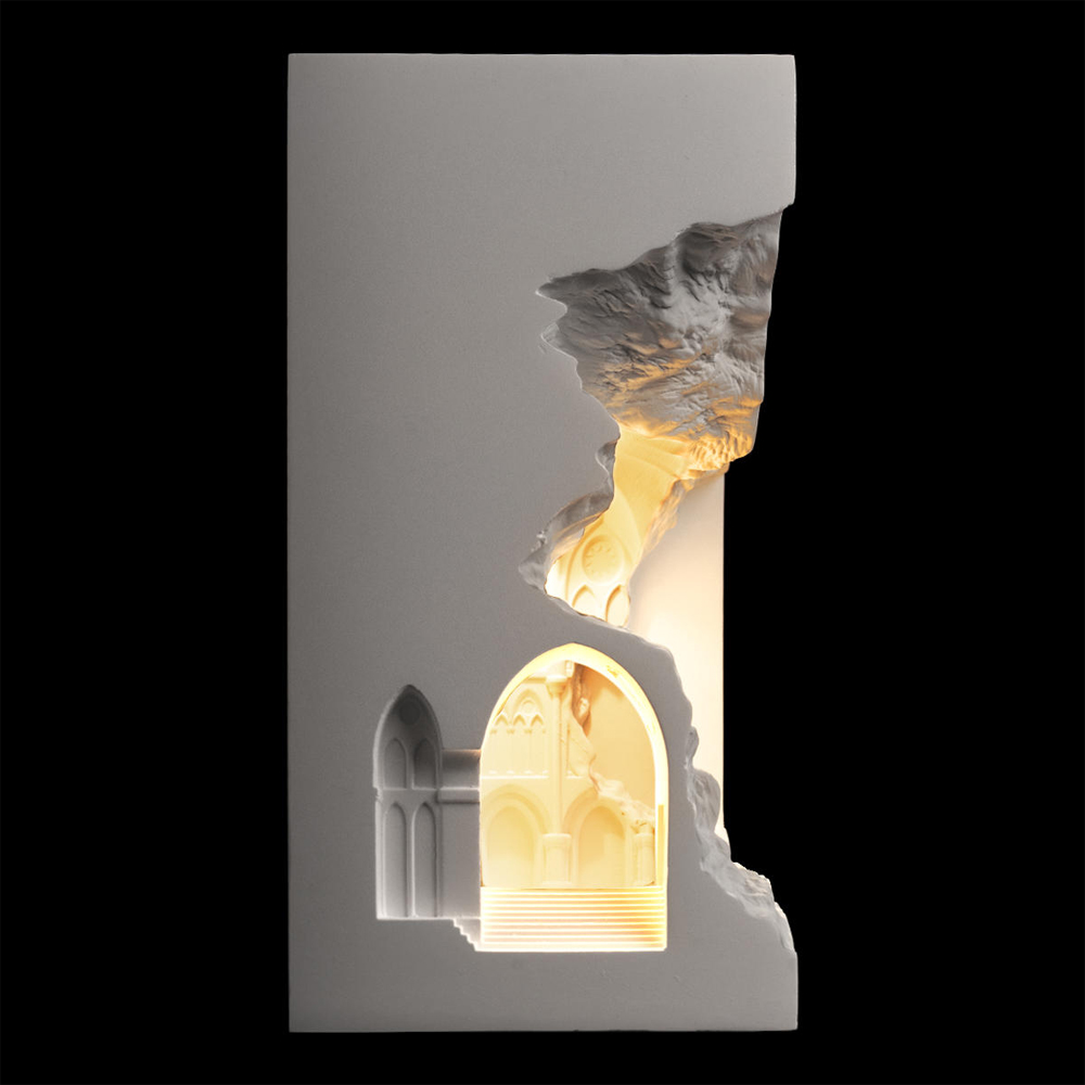 Встраиваемый в стену гипсовый светильник под покраску с эффектом разрушенной стены Antiquity Athena