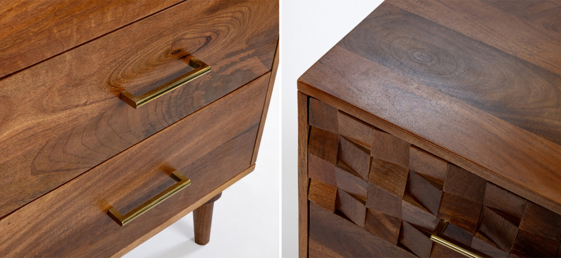 Высокая тумба из массива с выдвижными ящиками Yesenka