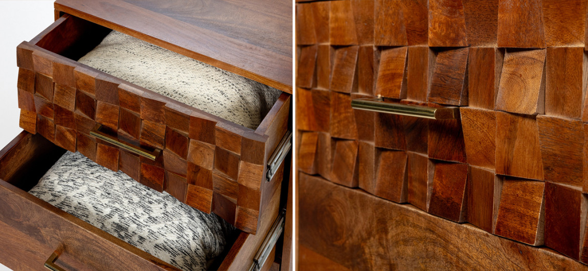 Высокая тумба из массива с выдвижными ящиками Yesenka