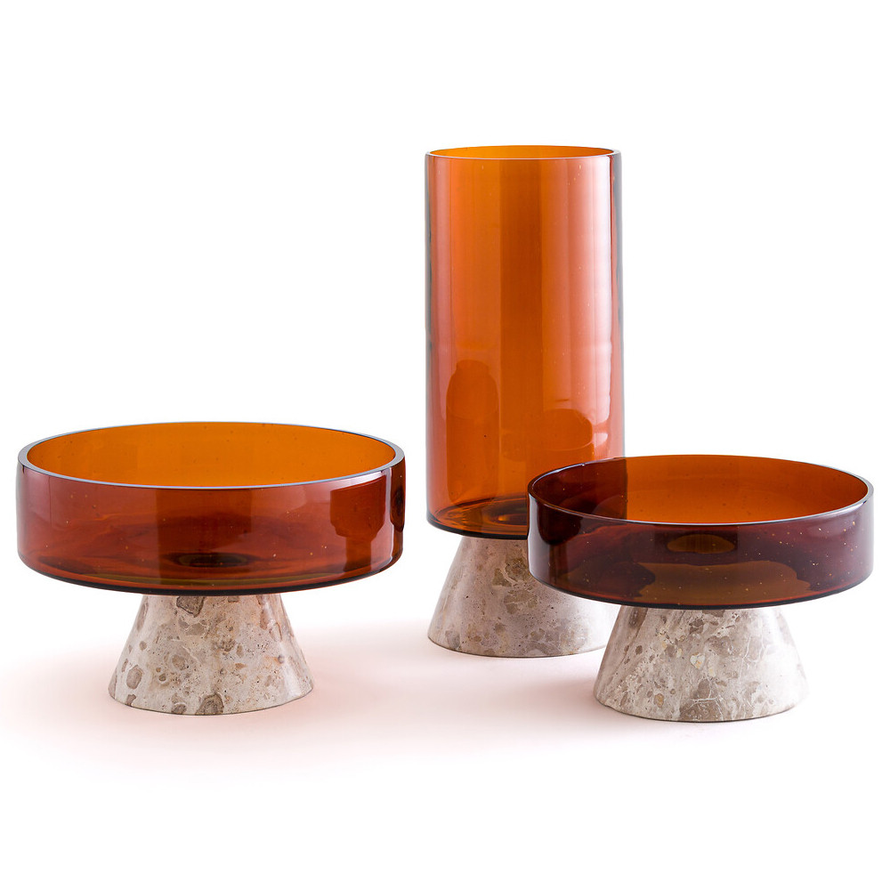 Высокая чаша из янтарного стекла Amber Marble Vase