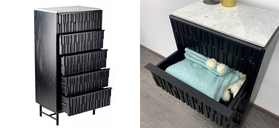 Высокий комод Wooden Rails Черный