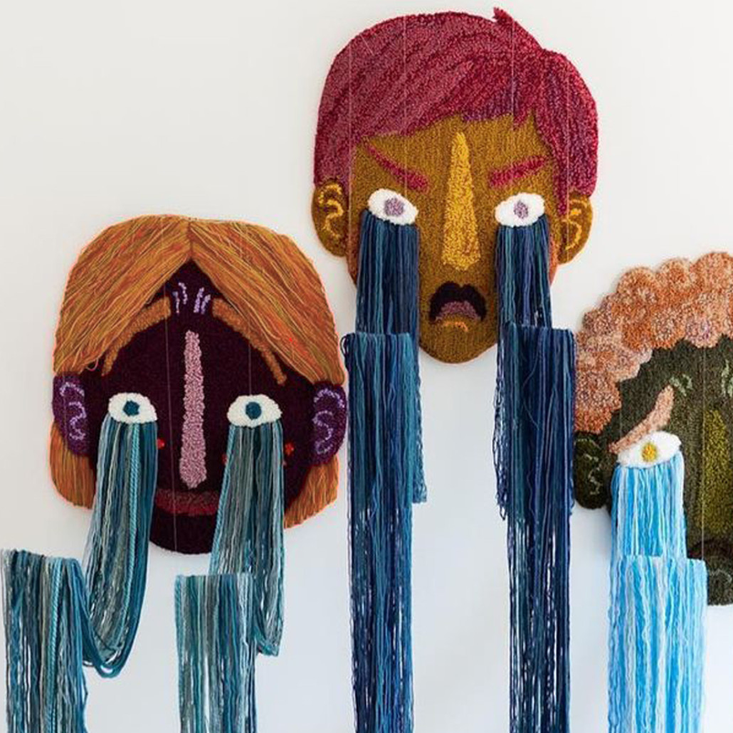 Вязаный Арт-Объект на стену из трех элементов Triptych