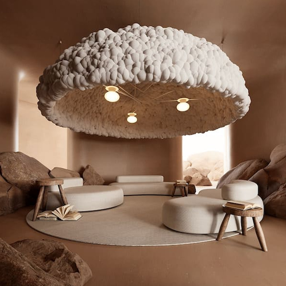 Вязаный подвесной светильник из шерсти Dome Wool Lamp