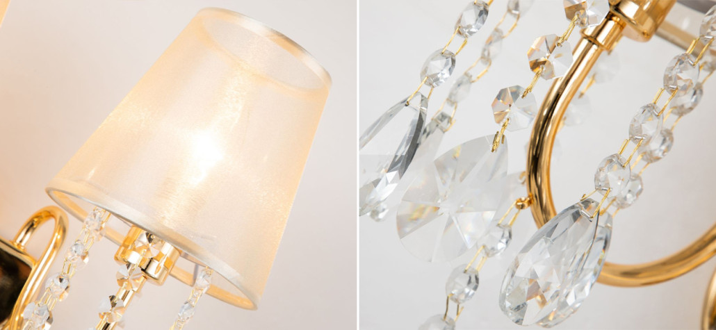 Двойное бра золотого цвета с хрустальным декором Dainty Light