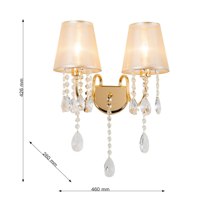 Двойное бра золотого цвета с хрустальным декором Dainty Light