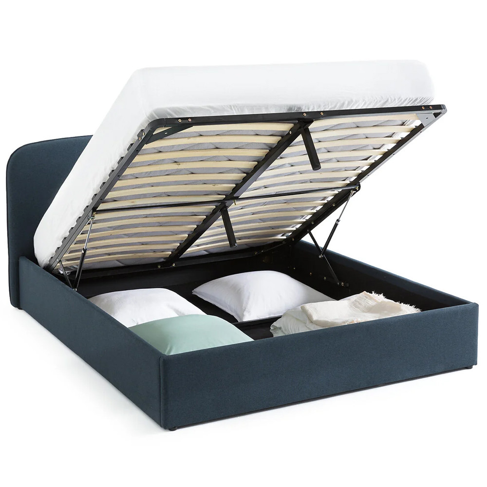 Двуспальная кровать с подъемным механизмом Mathise Bed Deep Blue