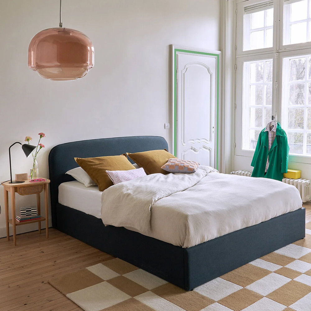 Двуспальная кровать с подъемным механизмом Mathise Bed Deep Blue