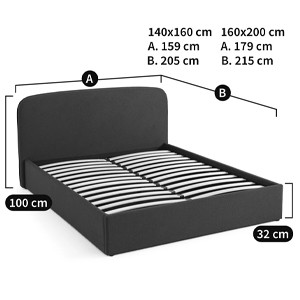 Двуспальная кровать с подъемным механизмом Mathise Bed Deep Blue