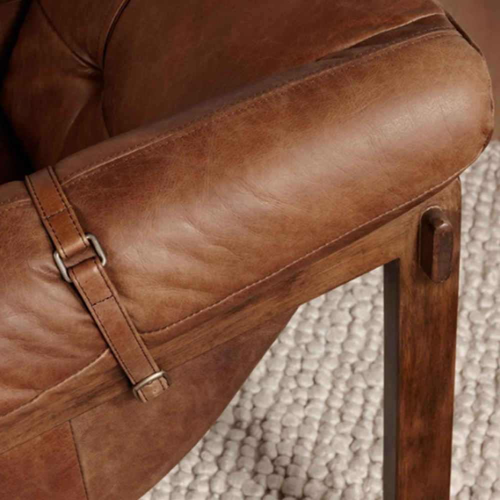 Двухместный диван Duncan винтажная коричневая кожа